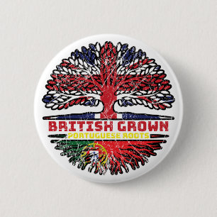 Portuguese Portugal Uk United Kingdom British Tree 2 Inch Round Button