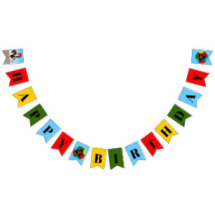 Portuguese Rooster and gifts kids birthday party Bunting Flags
