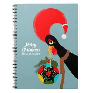 Portuguese Rooster and holly Christmas bauble Notebook