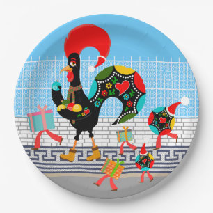 Portuguese Rooster Festive Christmas Parade Paper Plate
