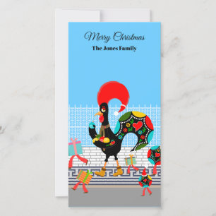 Portuguese Rooster Gifts and Baubles Parade Holiday Card