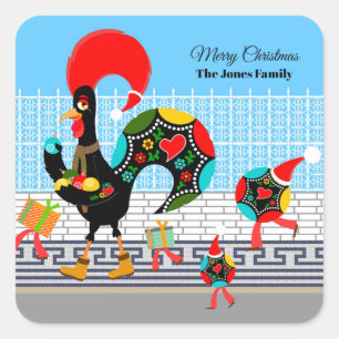 Portuguese Rooster Gifts and Baubles Parade Square Sticker
