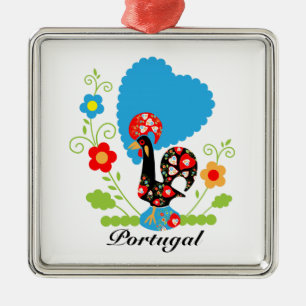 Portuguese Rooster  Metal Ornament