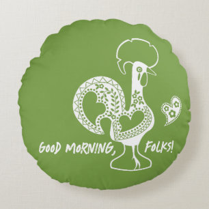 Portuguese Rooster Modern Silhouette Round Pillow