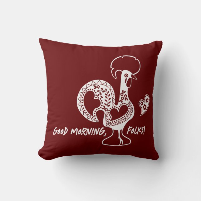 Portuguese Rooster Modern Silhouette Throw Pillow (Front)