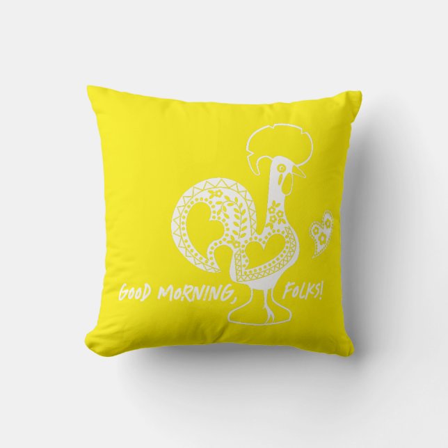 Portuguese Rooster Modern Silhouette Throw Pillow (Front)