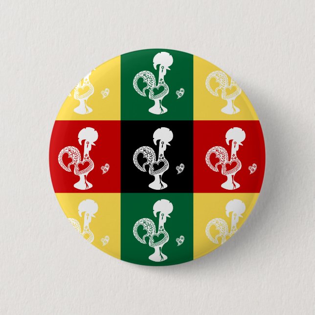 Portuguese Rooster of Barcelos colourful pattern 2 Inch Round Button (Front)