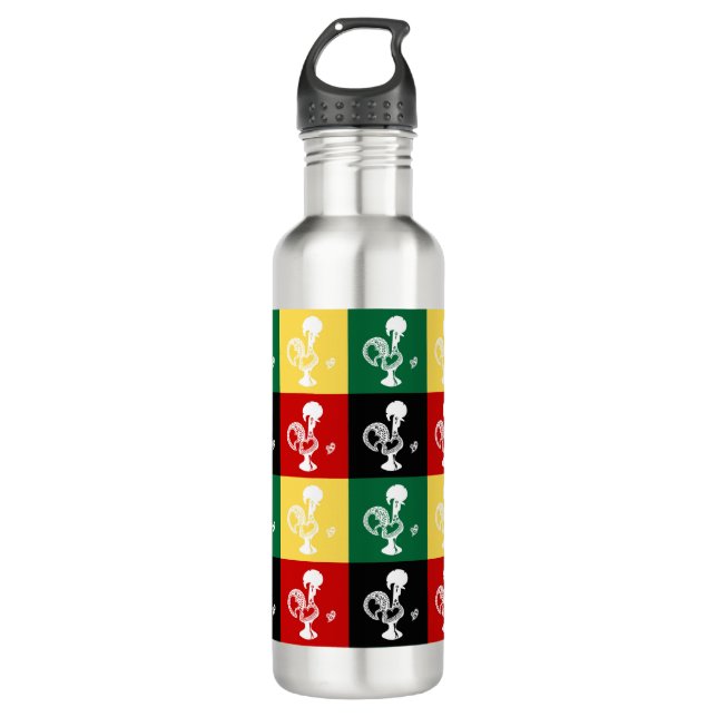 Portuguese Rooster of Barcelos colourful pattern 710 Ml Water Bottle (Front)