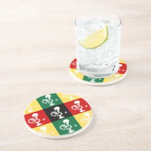 Portuguese Rooster of Barcelos colourful pattern Coaster