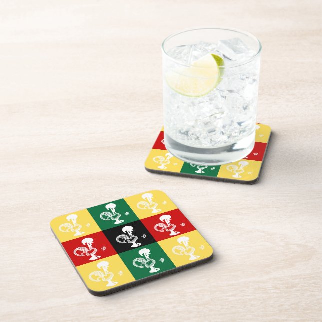 Portuguese Rooster of Barcelos colourful pattern Coaster (Right Side)