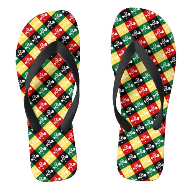 Portuguese Rooster of Barcelos colourful pattern Flip Flops (Footbed)