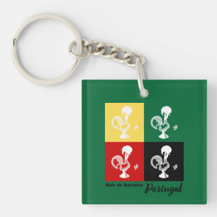 Portuguese Rooster of Barcelos colourful pattern Keychain
