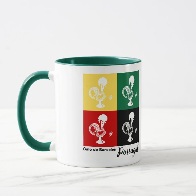 Portuguese Rooster of Barcelos colourful pattern Mug (Left)