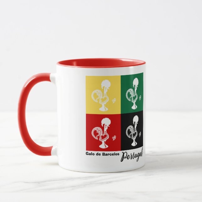 Portuguese Rooster of Barcelos colourful pattern Mug (Left)