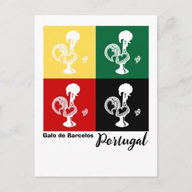 Portuguese Rooster of Barcelos colourful pattern Postcard (Front)