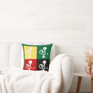Portuguese Rooster of Barcelos colourful pattern Throw Pillow