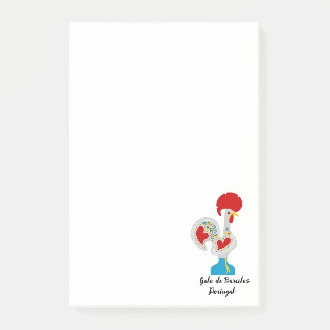 Portuguese Rooster of Barcelos in white Post-it Notes (Front)