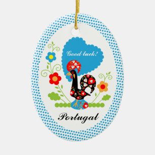 Portuguese Rooster of Luck Ceramic Ornament