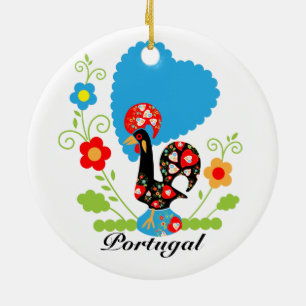 Portuguese Rooster of Luck Ceramic Ornament