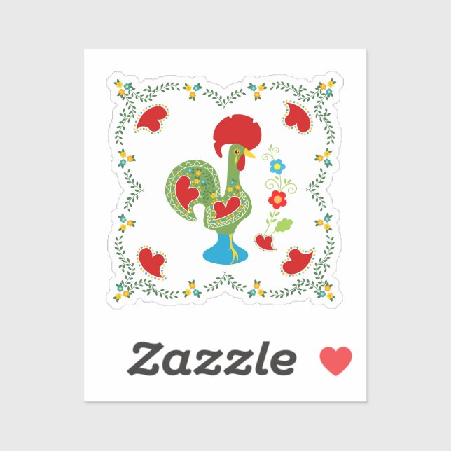 Portuguese Rooster of Luck in green colour (Sheet)