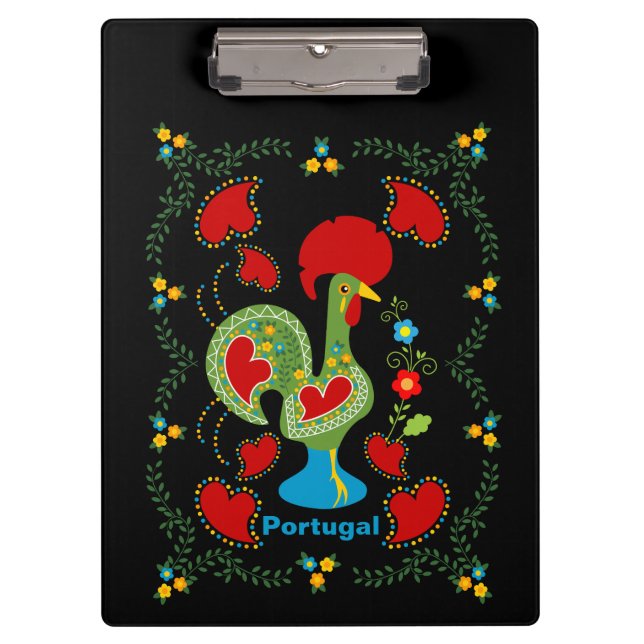 Portuguese Rooster of Luck in green colour Clipboard (Front)