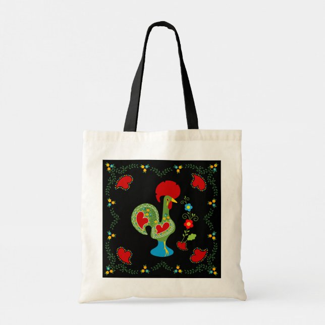 Portuguese Rooster of Luck in green colour Tote Bag (Back)
