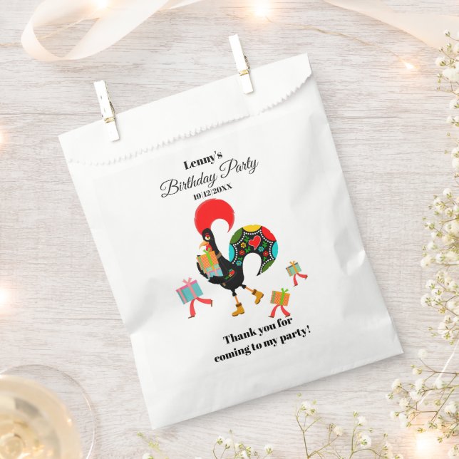 Portuguese Rooster Parade Kids Birthday Party Favour Bag (Clipped)