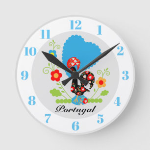 Portuguese Rooster Round Clock