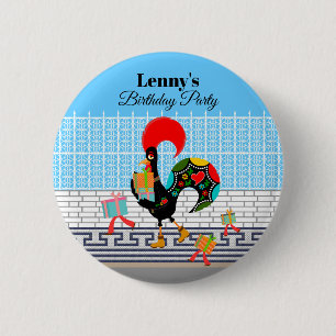 Portuguese Rooster with Birthday Presents 2 Inch Round Button