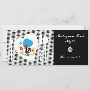 Portuguese rooster with black polka dots invitation