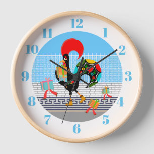 Portuguese Rooster with gifts 1st Birthday Party  Clock