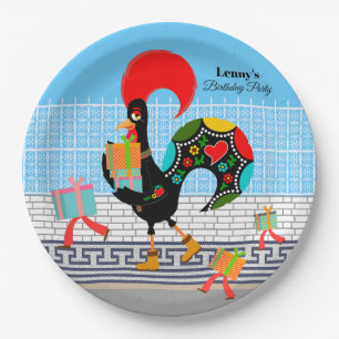 Portuguese Rooster with gifts 1st Birthday Party  Paper Plate