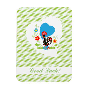 Portuguese Rooster with light green polka dots. Magnet