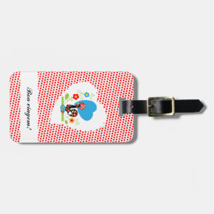 Portuguese rooster with red polka dots luggage tag