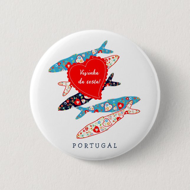 Portuguese sardines 2 inch round button (Front)
