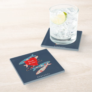 Portuguese sardines glass coaster