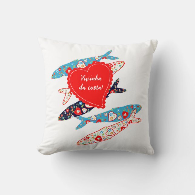 Portuguese sardines throw pillow (Front)