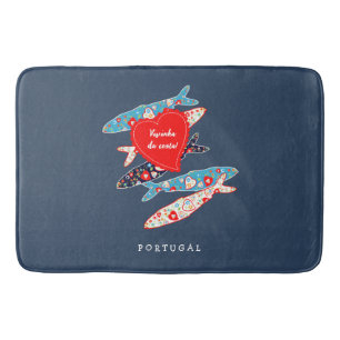 Portuguese sardines with flowers made in Portugal Bath Mat