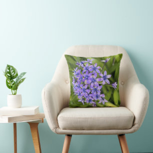 Portuguese Squill Flowers Closeup Nature Photo Throw Pillow