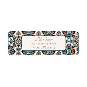 Portuguese Style Tiles Elegant Chic Return Address