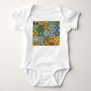 Portuguese Talavera Tile Design Baby Bodysuit