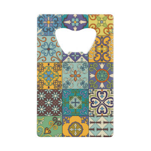 Portuguese Talavera Tile Design Credit Card Bottle Opener