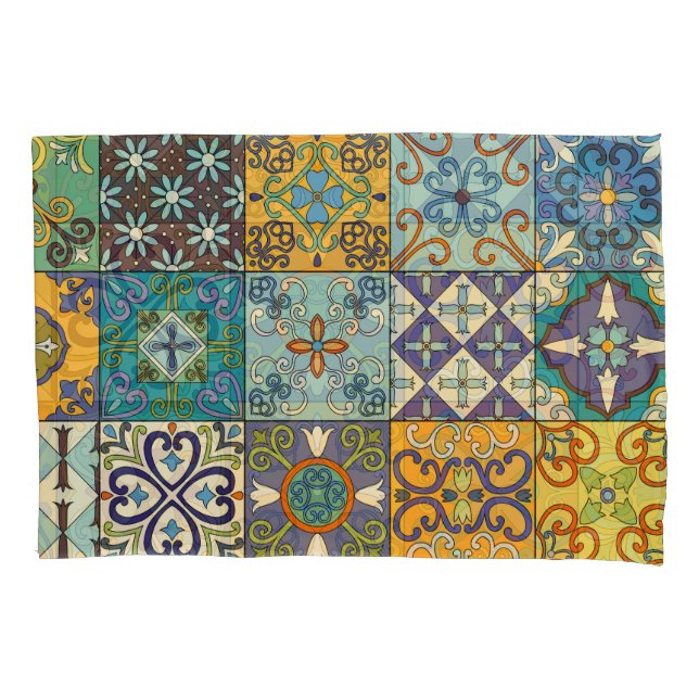 Portuguese Talavera Tile Design Pillowcase (Front)