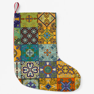 Portuguese Talavera Tile Design Small Christmas Stocking