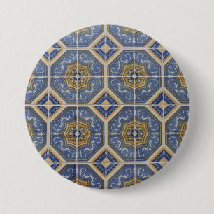 Portuguese tile 3 inch round button