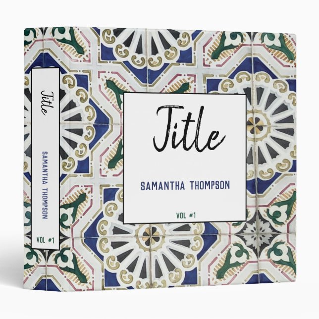 Portuguese Tile Azulejo Colourful Geometric Binder (Front/Spine)