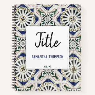 Portuguese Tile Azulejo Colourful Geometric Sketch Notebook