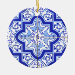 Portuguese Tile Blue and White Ceramic Ornament
