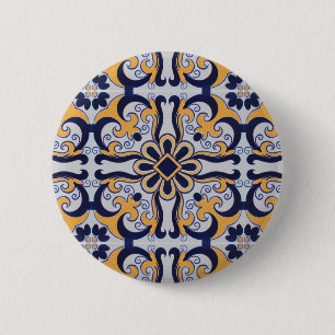 Portuguese tile pattern 2 inch round button