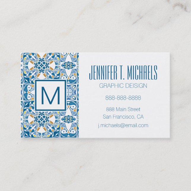Portuguese Tile Pattern Business Card (Front)